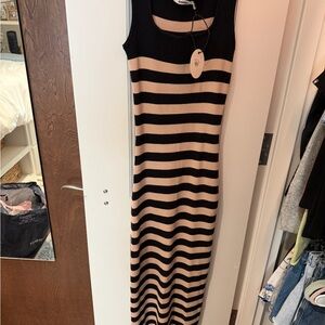 Sweater Black and Cream Striped Maxi Dress